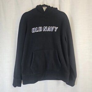 Old Navy Unisex Black Pullover Polyester Hoodie With Kangaroo Pocket-Size: Small